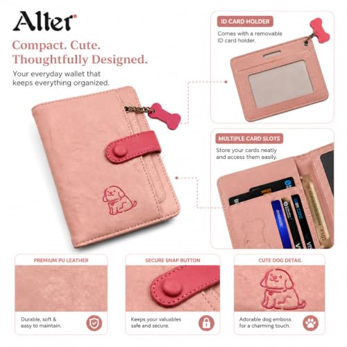Alter PU Leather Passport Wallet with Removable ID Card Cover, Blue | Dog Emboss Detail, Multiple Card Slots, Snap Closure, Cash Pocket, Travel-Friendly|B0HBL19DSP by Alter