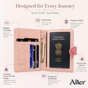 Alter PU Leather Passport Wallet with Removable ID Card Cover, Blue | Dog Emboss Detail, Multiple Card Slots, Snap Closure, Cash Pocket, Travel-Friendly|B0HBL19DSP thumbnail