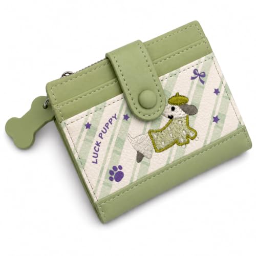 Alter Cute Puppy Wallet for Women & Girls (Green and White) | Cute PU Wallet with 8 Card Slots, Coin Pocket & Snap Closure|B0HBNFFZ19 by Alter