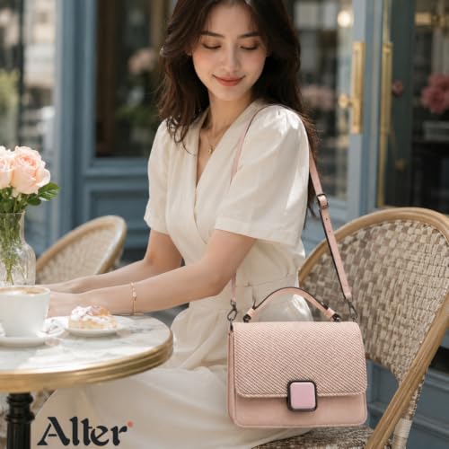 Alter Compact Crossbody Sling Bag for Women, Blush Pink | Textured Woven Flap, Detachable Sling Strap, Secure Zip Compartment, Structured Top Handle, Smooth Inner Lining|B0HBN8YSDL by Alter