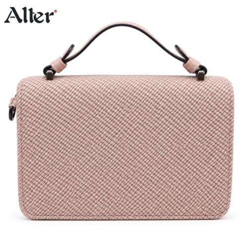 Alter Compact Crossbody Sling Bag for Women, Blush Pink | Textured Woven Flap, Detachable Sling Strap, Secure Zip Compartment, Structured Top Handle, Smooth Inner Lining|B0HBN8YSDL by Alter