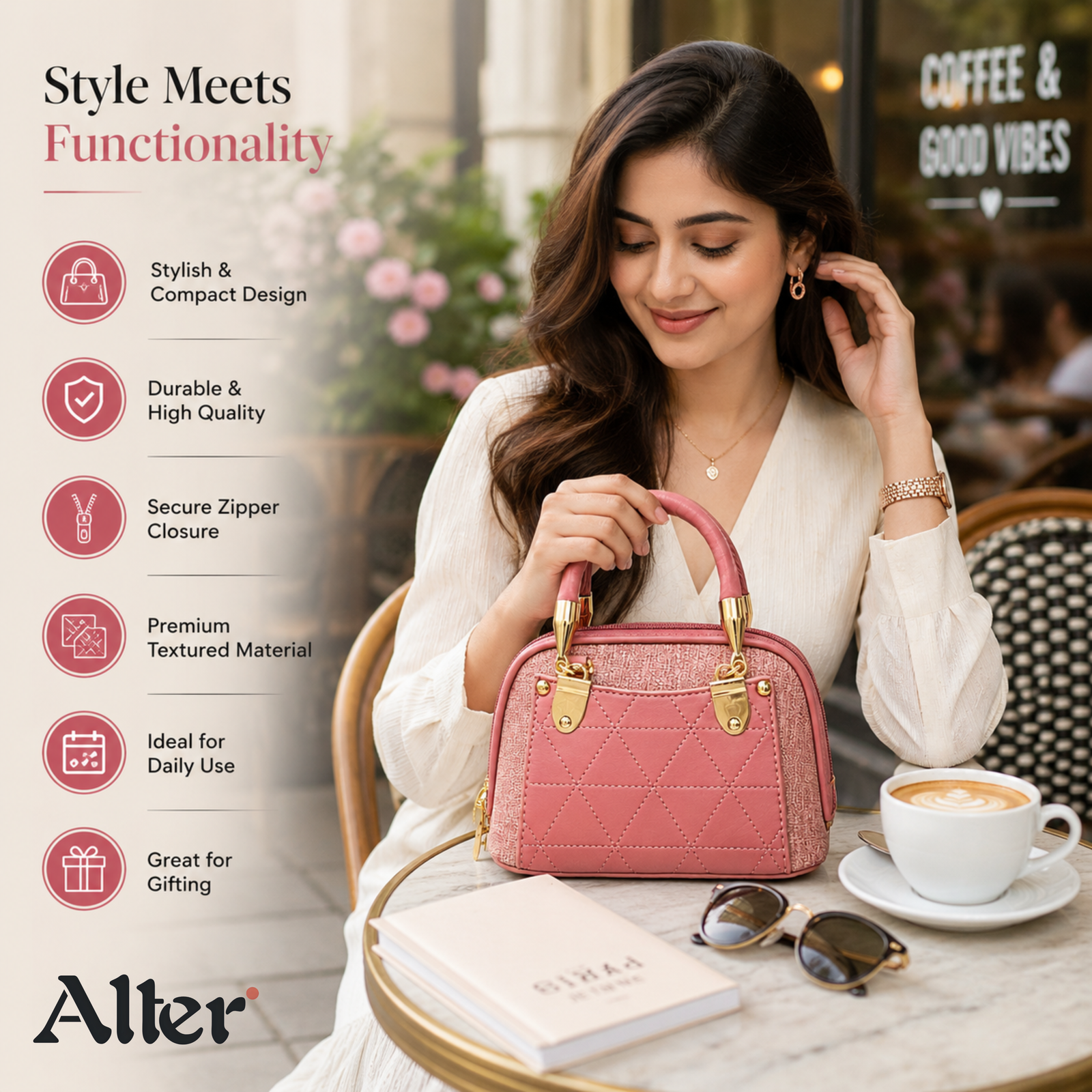 Dusty Rose Quilted Handbag by Alter