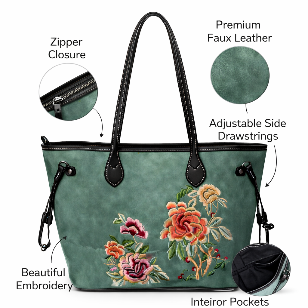 Women’s Floral Embroidered Tote Bag – Premium Everyday Carry