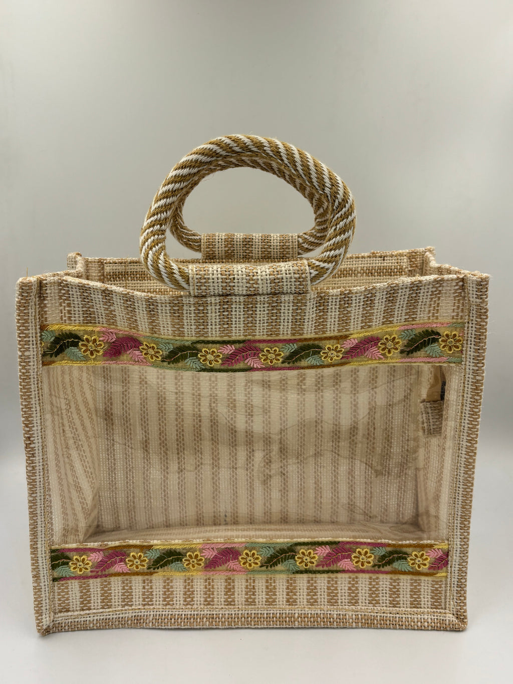 The Royal Lace Jute Hamper with Window – Luxury Trousseau Tote