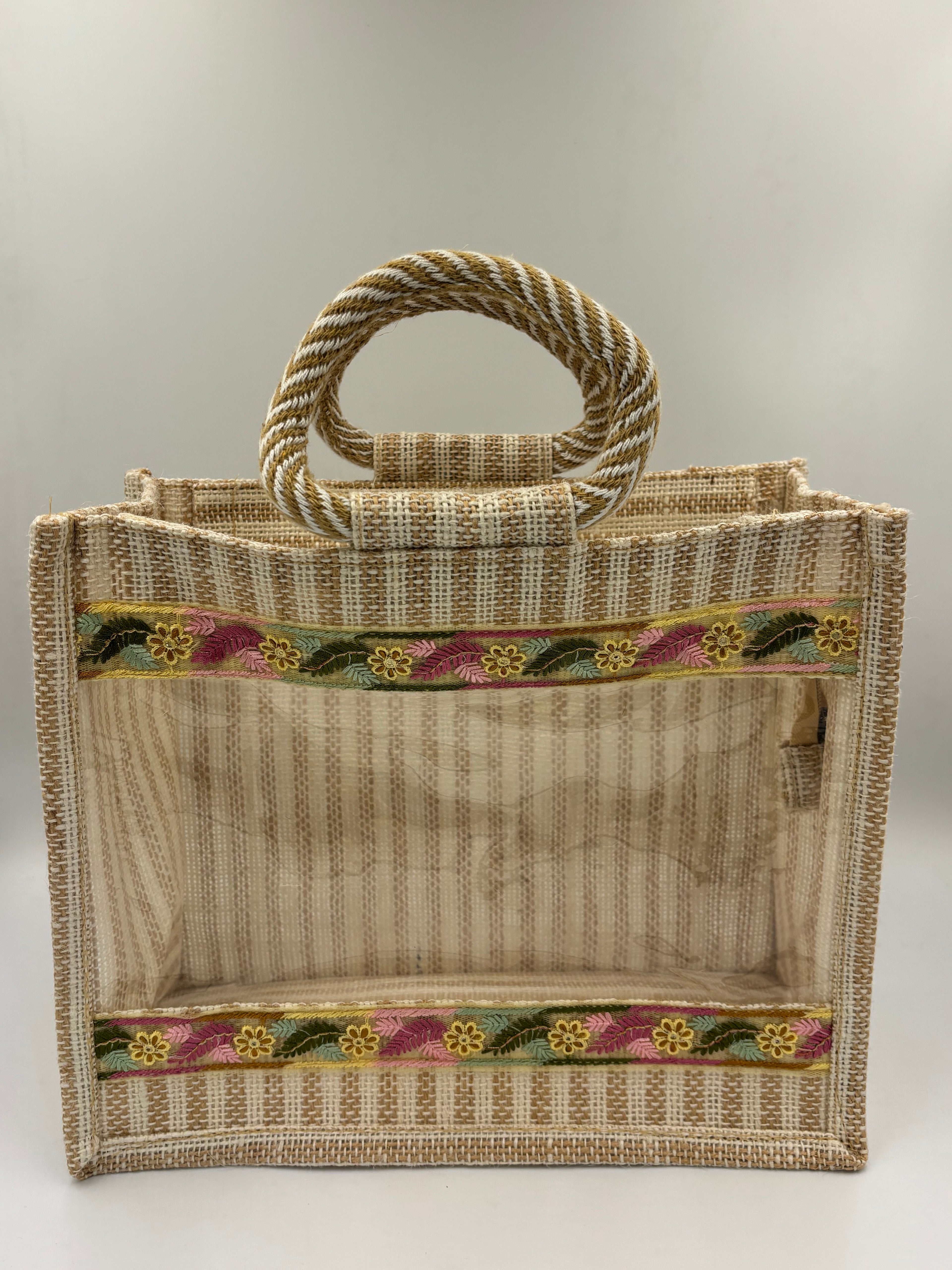 The Royal Lace Jute Hamper with Window – Luxury Trousseau Tote