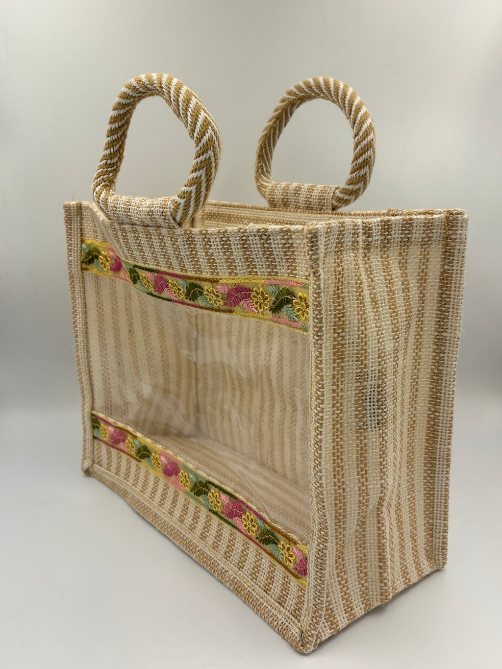 The Royal Lace Jute Hamper with Window – Luxury Trousseau Tote