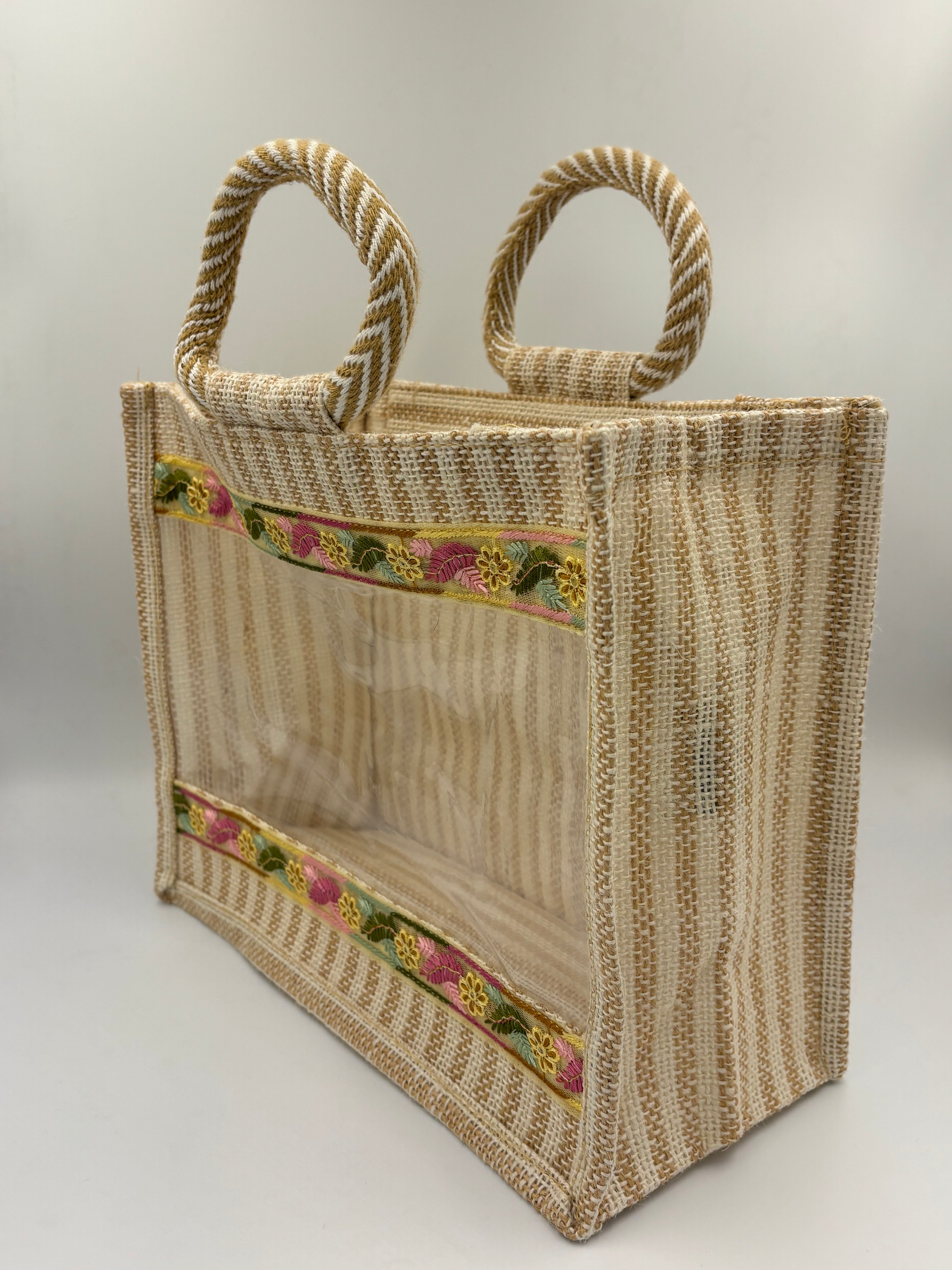 The Royal Lace Jute Hamper with Window – Luxury Trousseau Tote