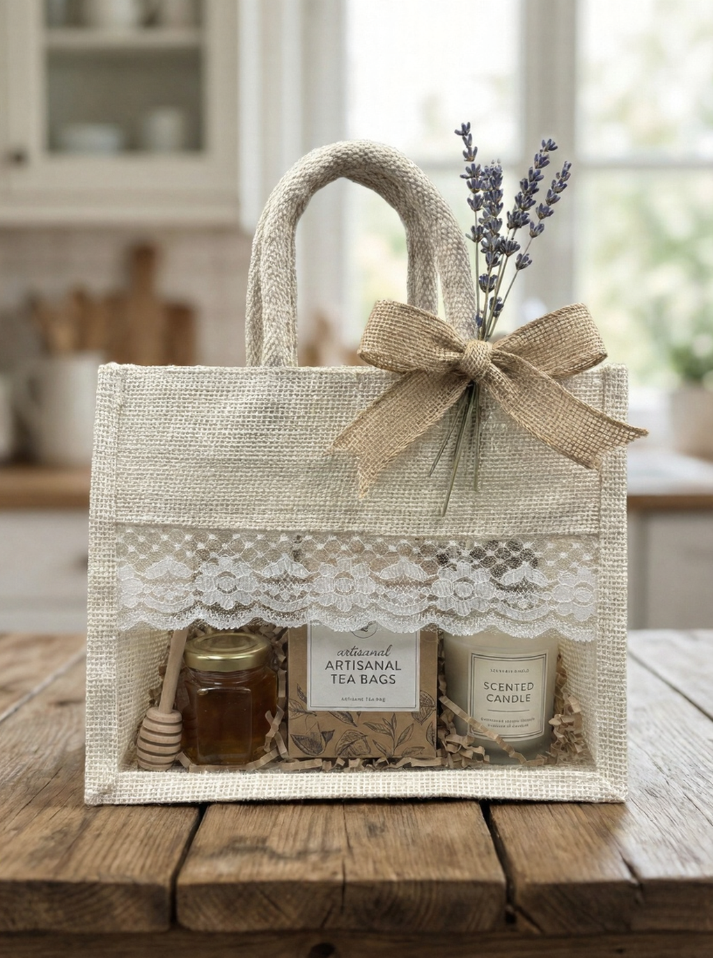 Premium Jute Hamper Bag with Lace & Window – Eco-Friendly Return Gift & Lunch Tote by Alter